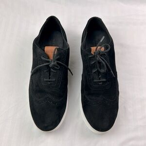 Cole Haan Women's 10 B Grand OS Black Suede Wingtip Oxford Shoes Lace Up Preppy‎